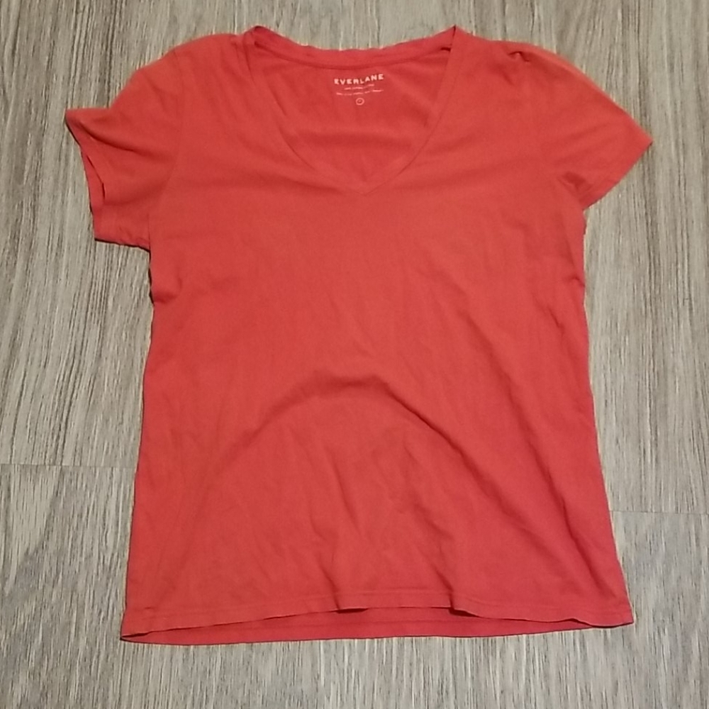 Everlane 100% Supima Cotton Red V-neck Shirt